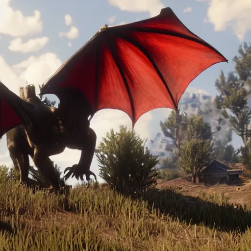 Prompt: Dragons in Red Dead Redemption 2