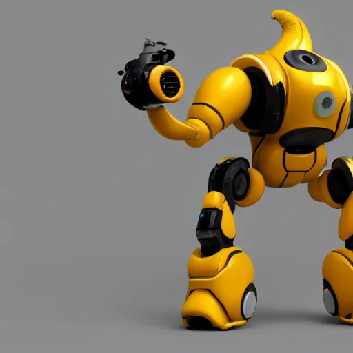 Prompt: a banana piloting a mech, hyper realistic, extremely detailed, 3 d render, coherent, unreal engine 6,