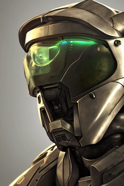 Image similar to robot ninja mask helmet halo master chief radiating a glowing aura global illumination ray tracing hdr fanart arstation by ian pesty and katarzyna da „ bek - chmiel