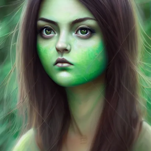 Prompt: gorgeous female Jade Tailor, realistic character concept, green dress, forest, trees, medium shot, shorter neck, illustration, symmetrical face and body, realistic eyes, artstation, cinematic lighting, hyperdetailed, detailed realistic symmetrical eyes, symmetrical nose, symmetrical pupils, symmetrical nostrils, face by artgerm, symmetrical nose, cgsociety, 8k, high resolution, Charlie Bowater, Tom Bagshaw, single face, insanely detailed and intricate, beautiful, vfx, postprocessing:: gorgeous female Samara Weaving, horror movie slasher, slasher movie, realistic character concept, full body shot, violent pose with knife in hand, creepy evil smile, shorter neck, illustration, symmetrical face and body, realistic eyes, artstation, cinematic lighting, hyperdetailed, detailed realistic symmetrical eyes, face by artgerm, symmetrical nose, cgsociety, trees, forest, 8k, high resolution, Charlie Bowater, Tom Bagshaw, single face, insanely detailed and intricate, beautiful, elegant, vfx, postprocessing:: Rafael Albuquerque comic art, art nouveau, Peter Mohrbacher, pretty female Anya Taylor-Joy vampire sharp vampire teeth open mouth, symmetrical eyes and face, brown leather jacket, jeans, long black hair, full body