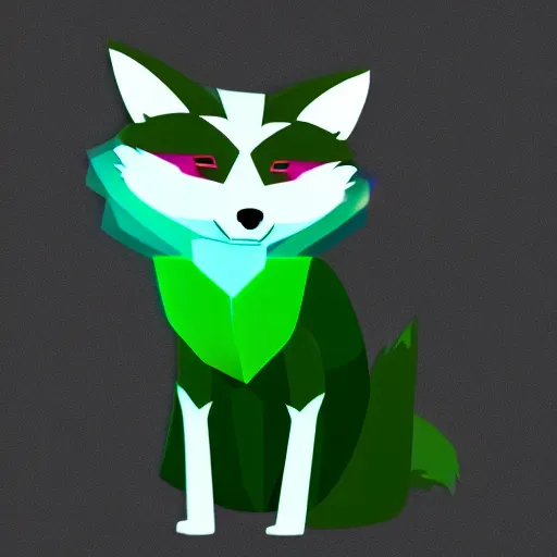 Prompt: digital green and white fox, retrowave palette, green digital world, highly detailed, electric breeze, anatomically correct vulpine, synth feel, fluffy face, ear floof, flowing fur, super realism, accurate animal imagery, 4 k digital art