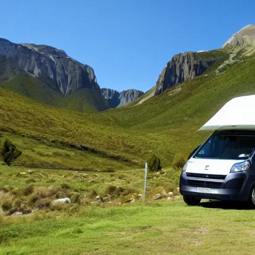 Prompt: a promaster campervan with rooftop tent adventure, national park art, beautiful scenery, fun