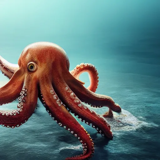 Image similar to A octopus in the ocean centered-photograph film still, dynamic action pose, National Geographic, insane detail, intricate, highly detailed, Zeiss Lens, DSLR photography, smooth, sharp focus, Unreal Engine 5, Octane Render, Redshift, depth of field 8K