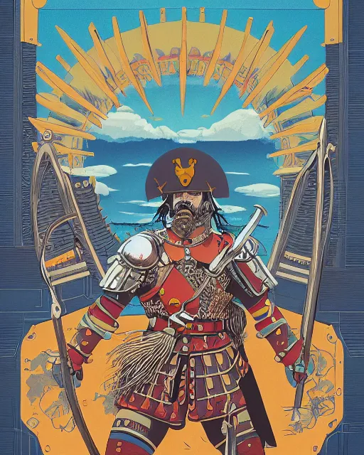 Prompt: ultrareallistic illustration of barbaric spanish conquistador, symmetrical, by yoichi hatakenaka, studio ghibli and dan mumford