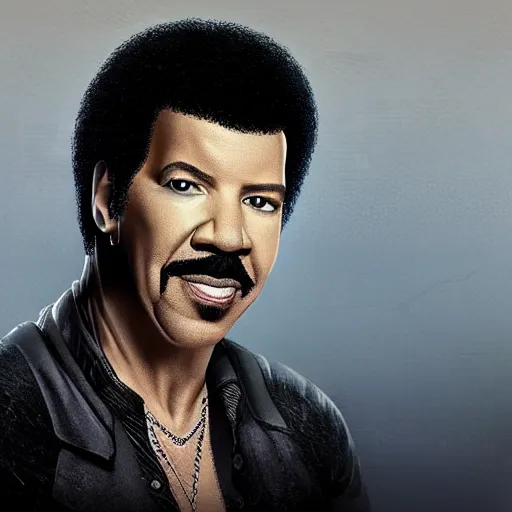 Image similar to lionel richie in the style of the witcher 3 game