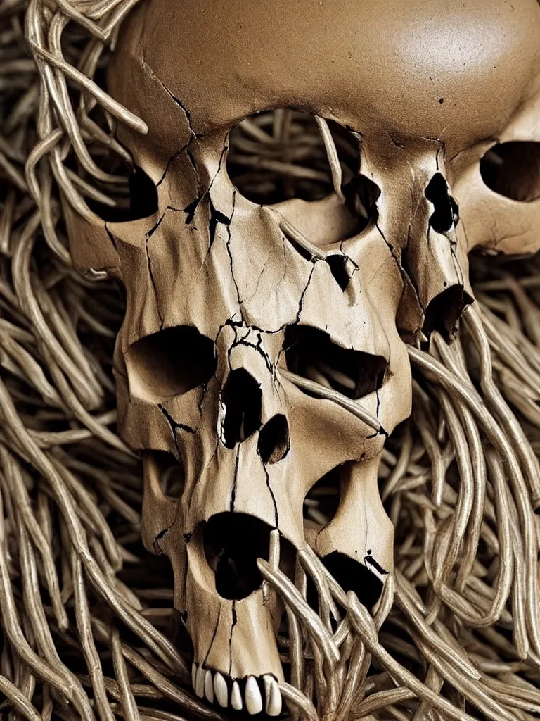 Prompt: animal skull made of rifles, ultra-realistic, intricate details photograph