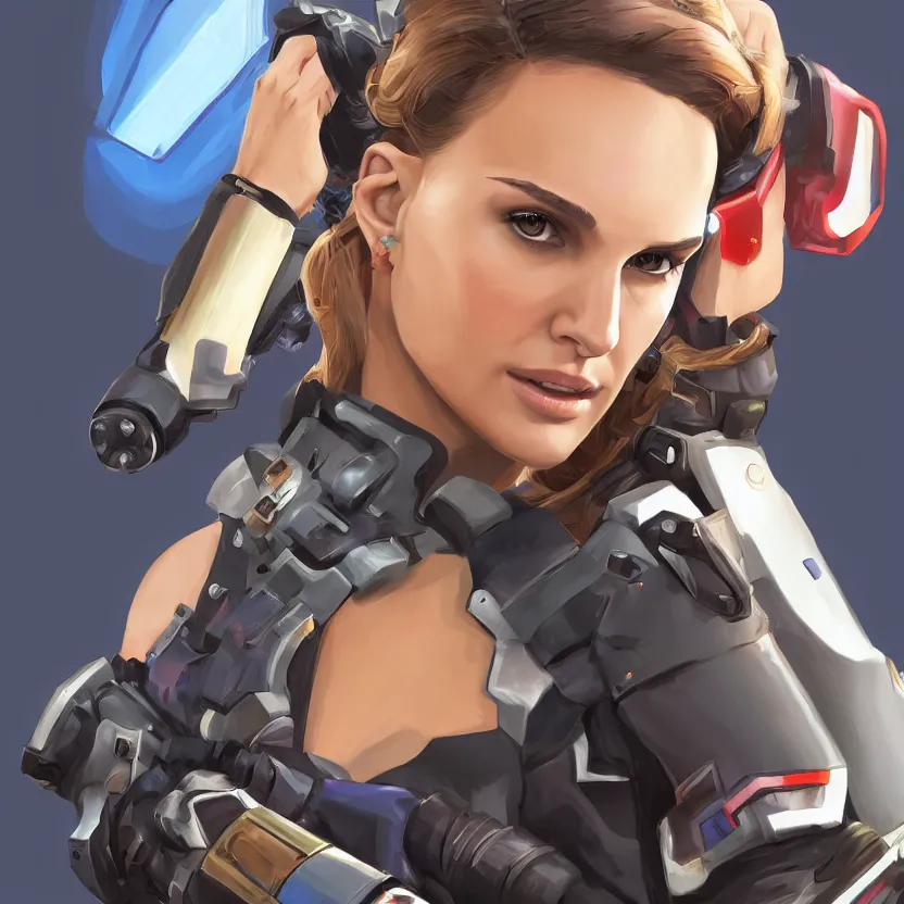 Image similar to natalie portman as an overwatch character, digital art in the style of Mad Dog Jones