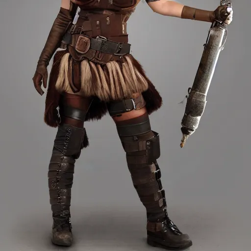 Prompt: full body photo of dieselpunk amazon warrior