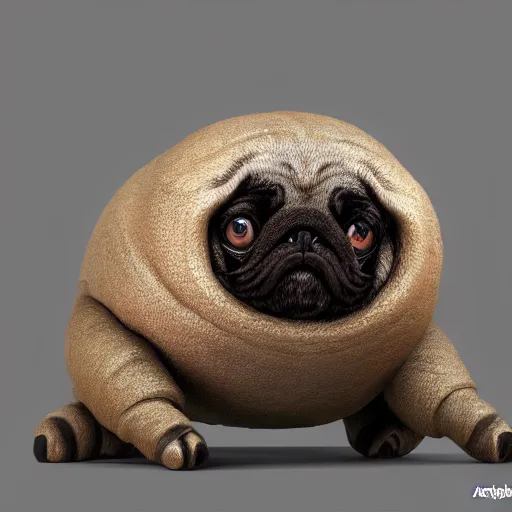 Image similar to A tardigrade with the eyes and mouth of a pug, national geographic-file-photograph, paywall-content, premium-award-winning, trending on artstation