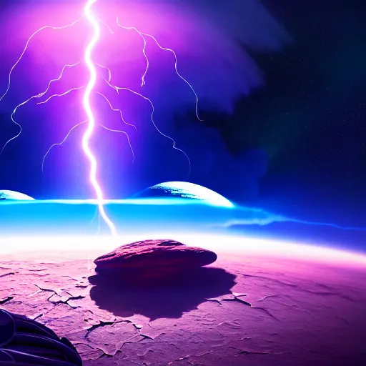 Image similar to astronaut finding a flower on an alien planet with mountains, water, strange clouds, hyper realistic, dramatic lightning, ray tracing, high resolution photo, cinematic 8 k