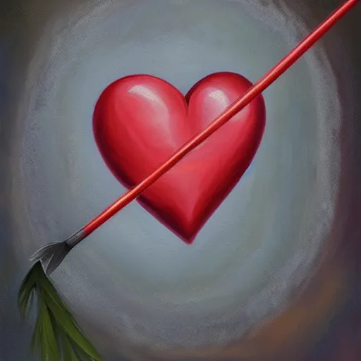 Prompt: heart shot with arrow? beautifull illustration, hd, oil painting