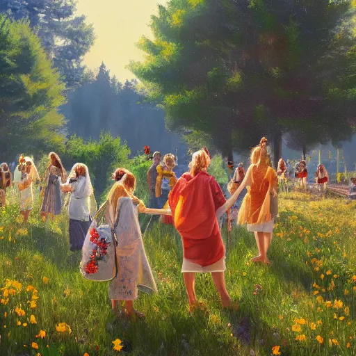 Image similar to midsommar 4, oil painting, ultradetailed, artstation, ultradetailed, digital painting, ultradetailed