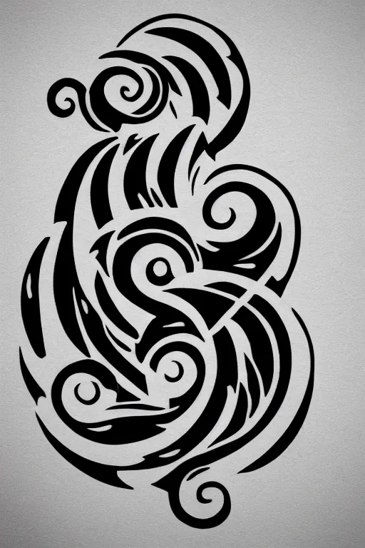 Image similar to a simple tattoo design of flying birds in a 8 shape spiral, black ink, logo