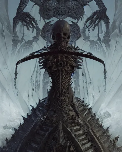 Prompt: The last enemy that shall be destroyed is death, full body image, artwork by artgerm, Luminism, medievil spear, D&D, extraordinary phenomenon, fantasy, intricately detailed, elegant, digital painting, smooth, sharp focus, art by Greg Rutkowski, art by Ruth Asawa, art by Stephan Martiniere, art by Ted Nasmith, art by H.R. Giger