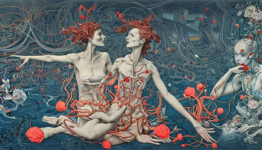 Image similar to the two complementary forces that make up all aspects and phenomena of life, by james jean,