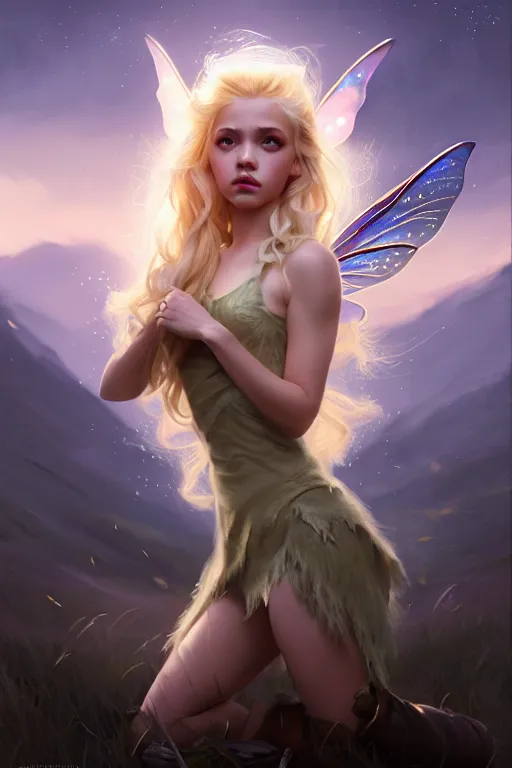 Image similar to cinematic shot of an epic portrait of a cute blonde fairy dressed in military clothes, stylised military clothes, shiny skin, beautiful eyes, beautiful, small details, night setting, realistic poster with volumetric light from craig mallism, artgerm, jeremy lipkin and michael garmash, unreal engine, radiant light, digital art, trends at art station, a masterpiece