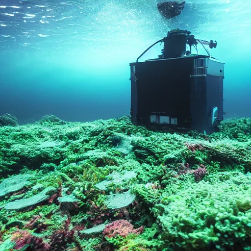 Prompt: underwater spacecraft in seaweed forest