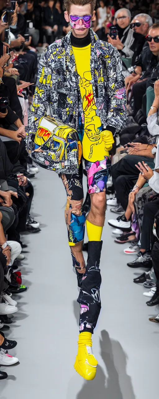 Image similar to hyperrealistic and heavy detailed balenciaga runway show of bart simpson , Leica SL2 50mm, vivid color, high quality, high textured