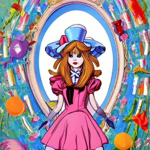 Prompt: Alice from Alice in wonderland enclosted in a mental clinic