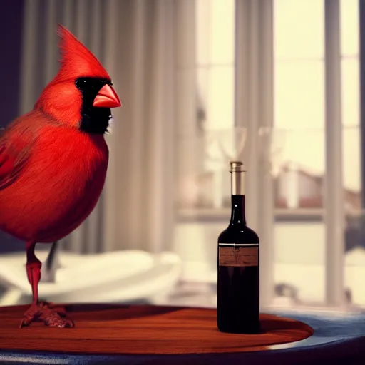 Prompt: a photorealistic image of Cardinal drinking Armagnac from a decanter at polo lounge Trending on Artstation, featured on Behance, well-rendered, Unreal Engine, 4K HD