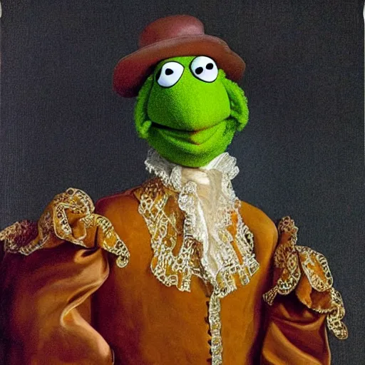 Prompt: baroque portrait of a muppet.