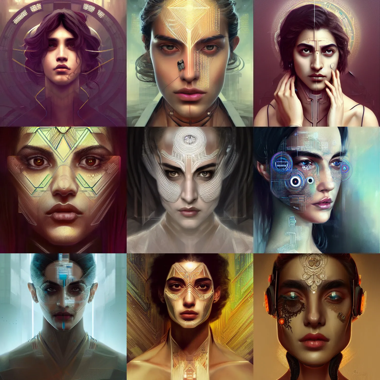 Prompt: symmetry!! avan jogia, computer parts embedded into face, intricate, elegant, highly detailed, digital painting, artstation, concept art, smooth, sharp focus, cyberpunk, illustration, art by artgerm and greg rutkowski and alphonse mucha, 8 k
