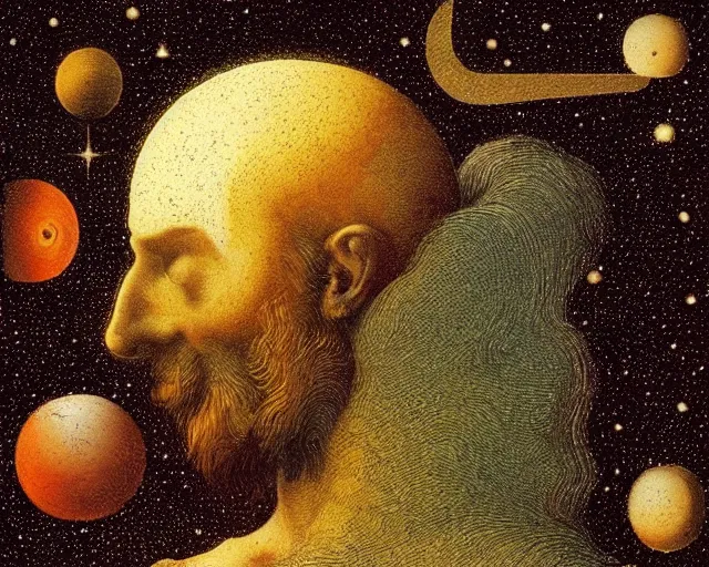 Image similar to universe cosmology mental state, a closeup simple vector pop surrealism, by ( leonardo da vinci ) and greg rutkowski and rafal olbinski