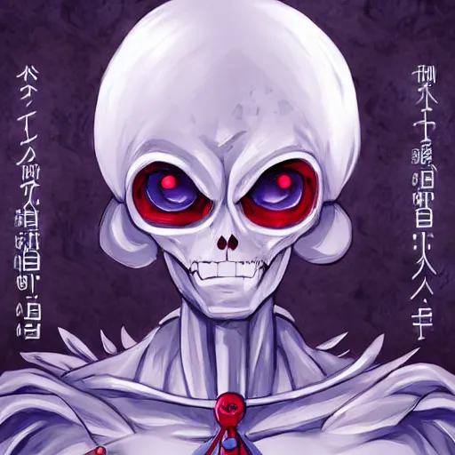 Prompt: portrait of papyrus as a necromancer, anime fantasy illustration by tomoyuki yamasaki, kyoto studio, madhouse, ufotable, trending on artstation