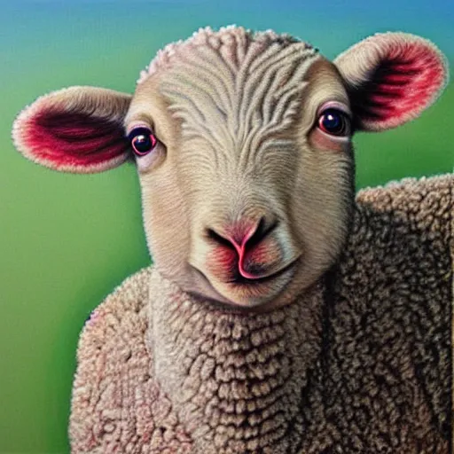 Prompt: a photorealistic dramatic hyperrealistic lamb, by alex grey