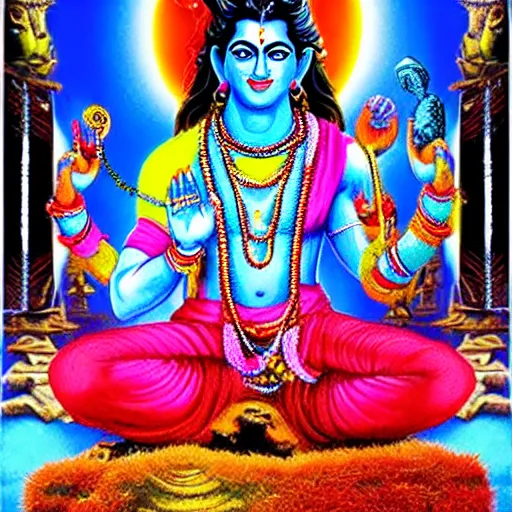 Image similar to lord Shiva in beast form colourful