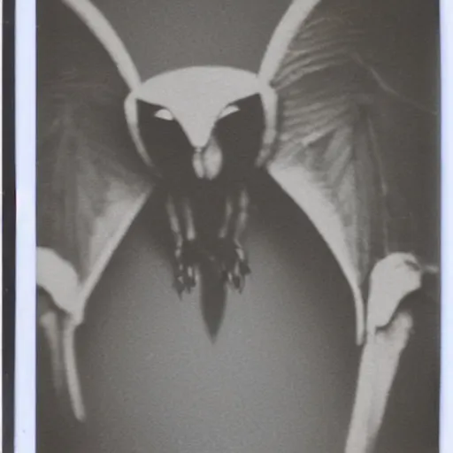 Image similar to real Polaroid photo of Mothman creature