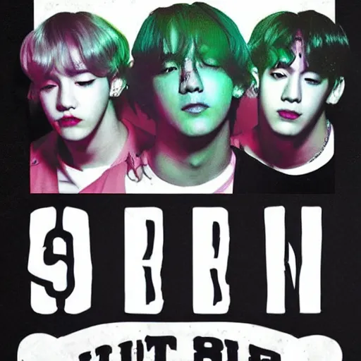 Prompt: 9 0 s grunge concert poster for bts