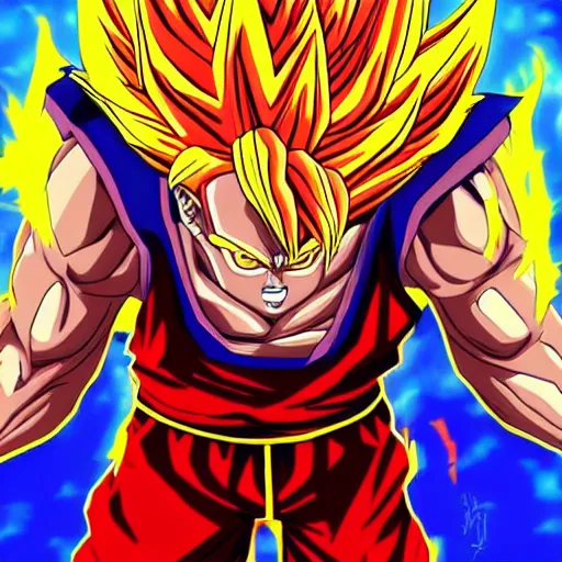 Image similar to Lebron James Lebron James Lebron James Lebron James Lebron James cosplay as Super saiyan Goku, detailed digital art, colourful masterpiece beautiful beautiful beautiful