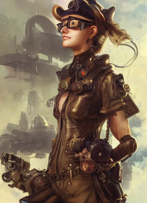 Image similar to girl, steampunk, goggles, pilot, portait, made by stanley artgerm lau, wlop, rossdraws, james jean, andrei riabovitchev, marc simonetti, yoshitaka amano, artstation