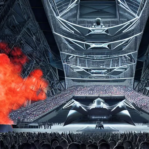 Prompt: The Undertaker entrance at a giant futuristic stadium, high quality, detailed, hyper realism