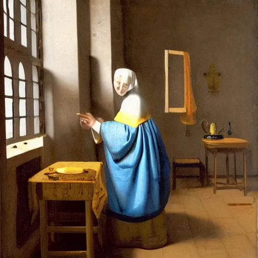Prompt: The Ghost of Vermeer of Delft Which Can Be Used As a Table