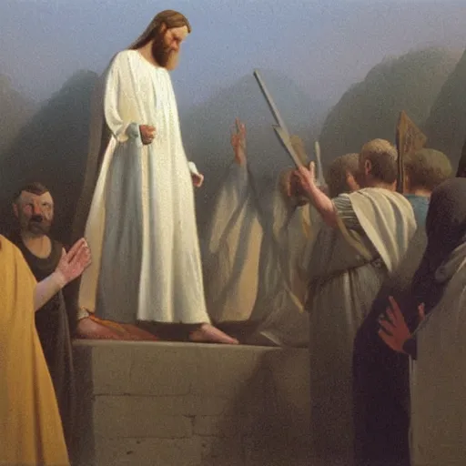 Image similar to A painting depicting the resurrection of Jesus Christ, (Jean Jules Linden), Peter Ilsted