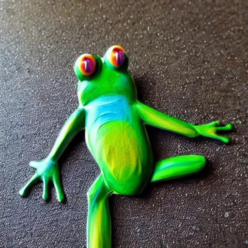 Prompt: human form bodypainting. tileable frogs painted on a human figure.