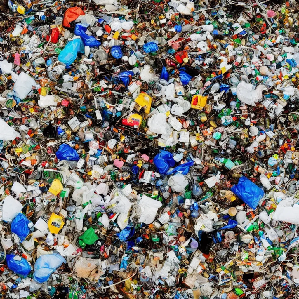 Prompt: planet Earth completely covered with rubbish, junk and plastic garbage, photorealistic image, very detailed