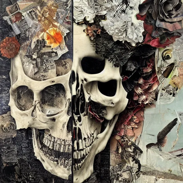 Prompt: death, collage art, highly detailed