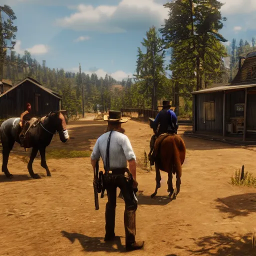 Prompt: red dead redemption 2 as a game in the style of the sims