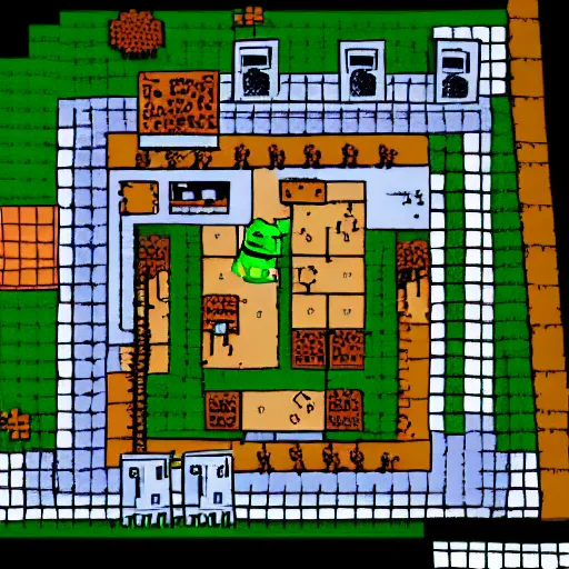 Prompt: simplistic bandit camp layout, architectural model, studio lighting, pepe the frog as hero in 8 bit nes game, multiple cows, low contrast, single building, arsitektur nusantara, dynamic lighting, rotary symmetrical, 1 0 0 0 mm, art by allixander maps, acrylic drawing, fantasy, world, bright, clear, simple, sharpened