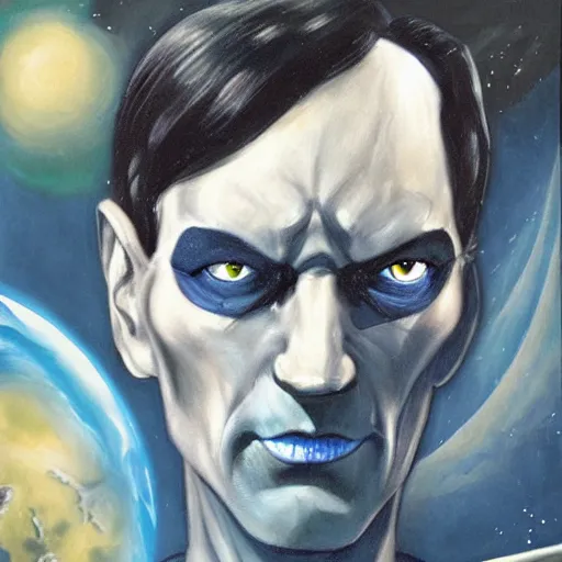 Prompt: grand admiral thrawn chiss, horror, ethereal, fantasy, space opera, painting by magalie villeneuve