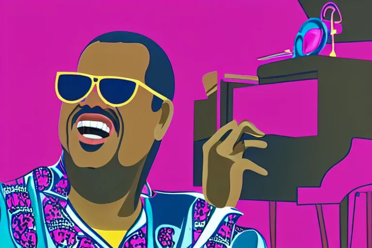 Image similar to still frame of stevie wonder in barbie, by Jaap Buitendijk