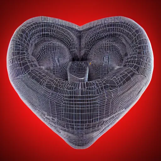 Image similar to hyperrealistic 3D rendered cybernetic heart