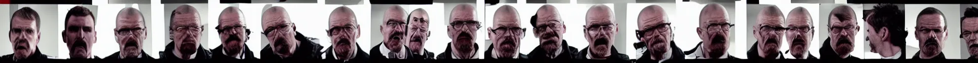 Image similar to 8 progressing frames from a video of walter white throwing a phone