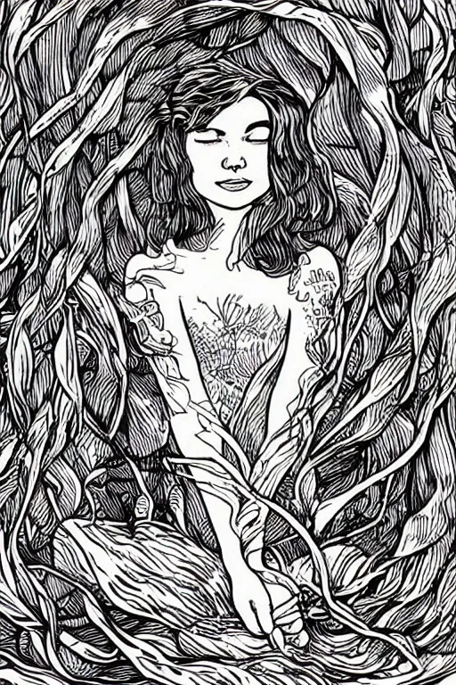 Image similar to portrait of a mermaid in kelp by MCBESS, colour print