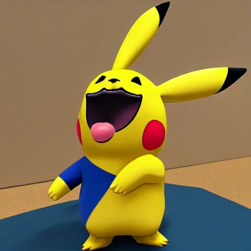 Image similar to pikachu in fornite holding shotgun ray tracing 3 d cgsociety dramatic lighting