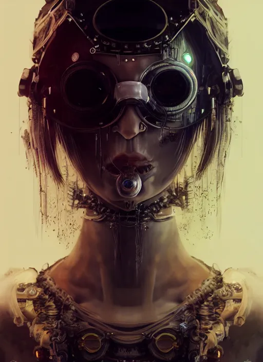 Image similar to soft lustrous ivory ebony biotech raver gutter punk gothic steampunk cyborg, golden ratio, details, scifi, fantasy, cyberpunk, intricate, decadent, highly detailed, digital painting, octane render, artstation, concept art, smooth, sharp focus, illustration, art by artgerm, loish, wlop