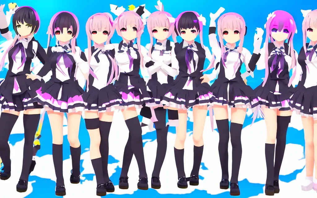 Prompt: Anime VTuber Full Body Model, Live2D Virtual YouTuber Model, 16K, Hololive, White Background, Cover corp, Anime VTuber Sheet